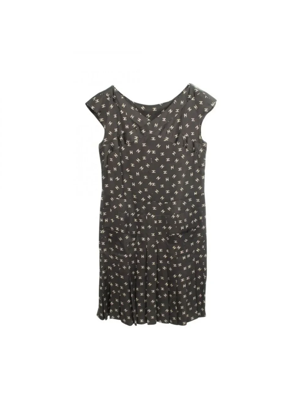 Chanel Dress CC Logo Sleeveless Silk